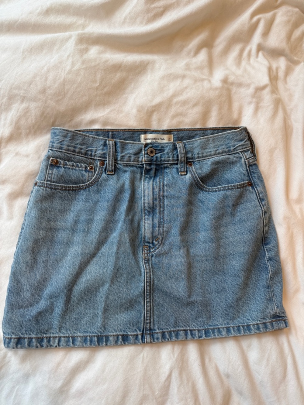 Abercrombie & Fitch Classic Light Wash Denim Mini Skirt
